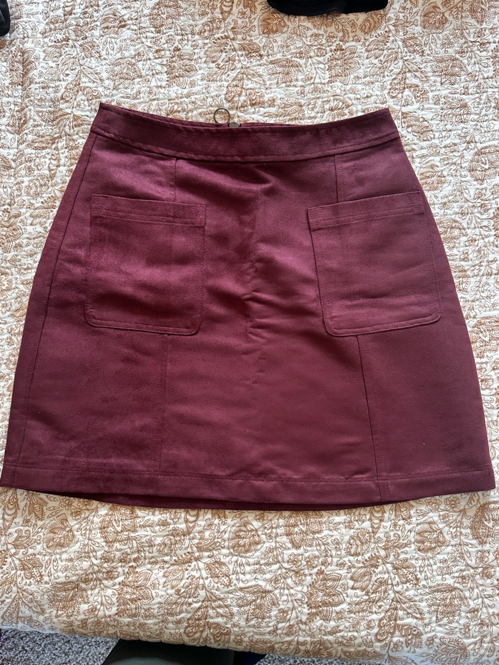 Old Navy Maroon Mini Skirt with Patch Pockets